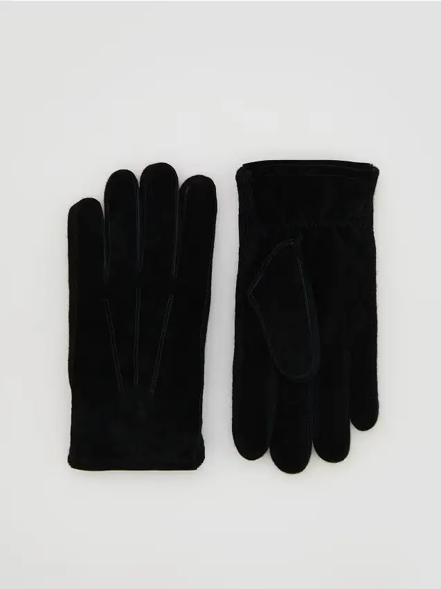 Guanti in pelle scamosciata - nero