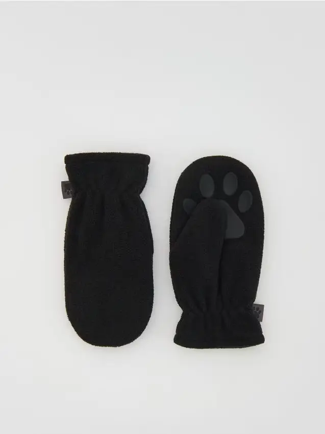 Guanti in pile con applicazione - nero