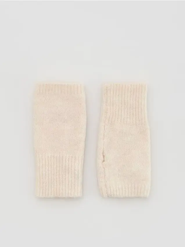 Guanti mezze dita in misto lana - panna
