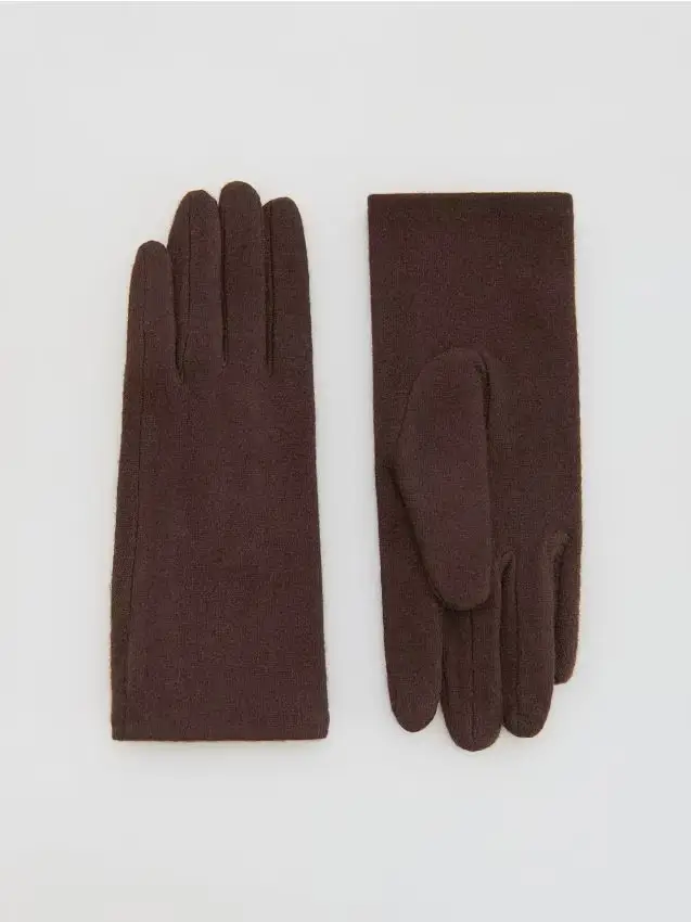Guanti misto lana - marrone scuro