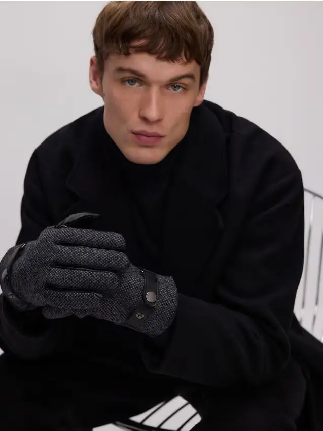 Guanti misto lana - nero