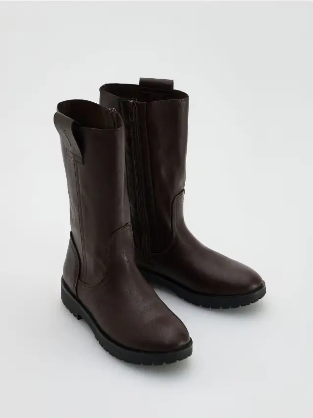 Imitation leather boots - marrone