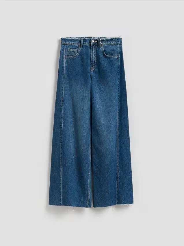 Jeans a gamba ampia consumati - blu