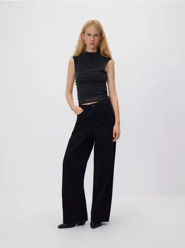 Jeans a gamba ampia - nero