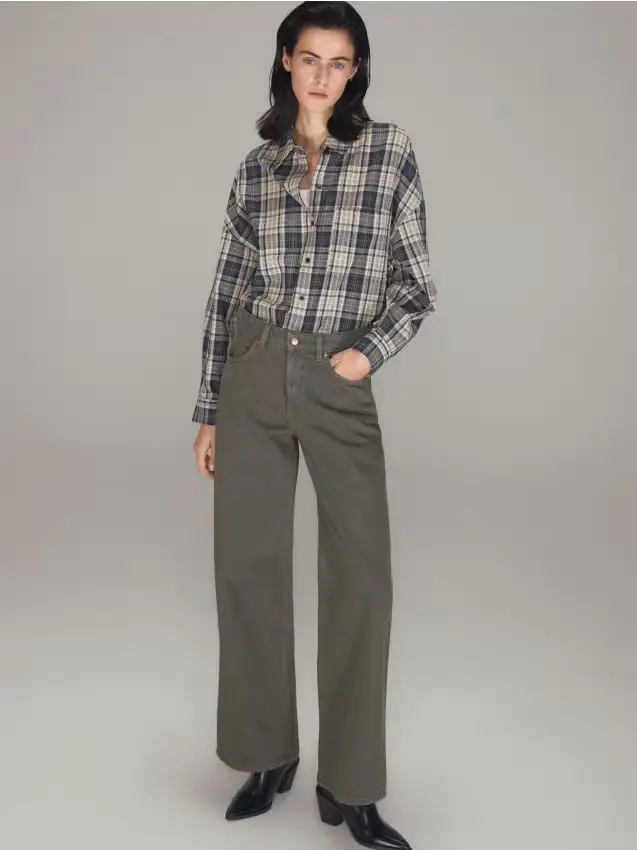 Jeans a gamba ampia - verde