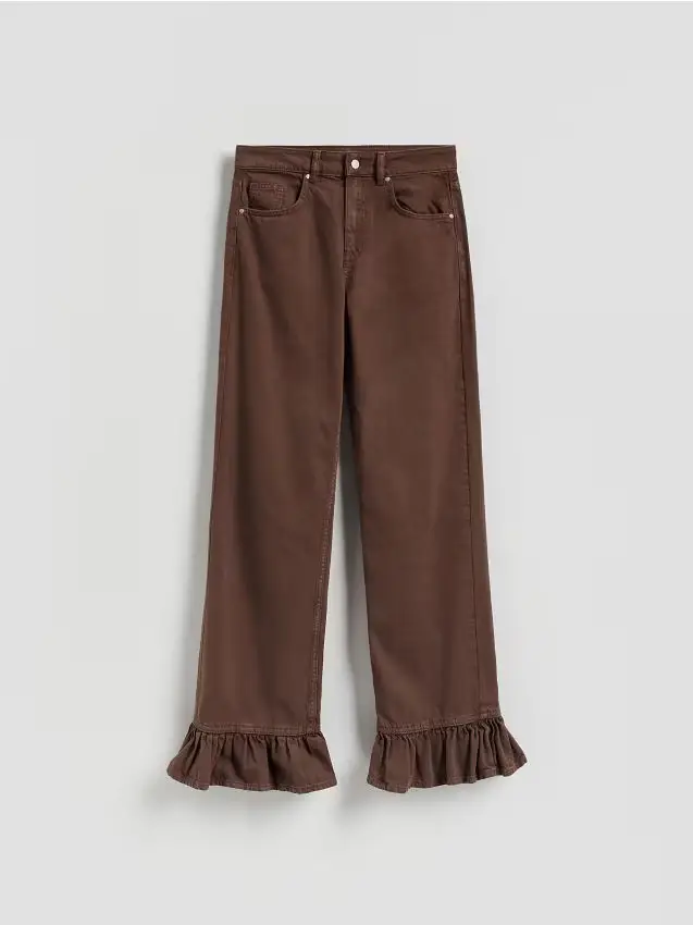 Jeans a gamba larga con balze - dark grey jeans