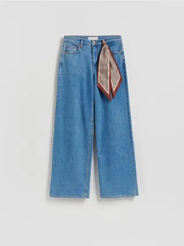 Jeans a gamba larga con bandana - blu