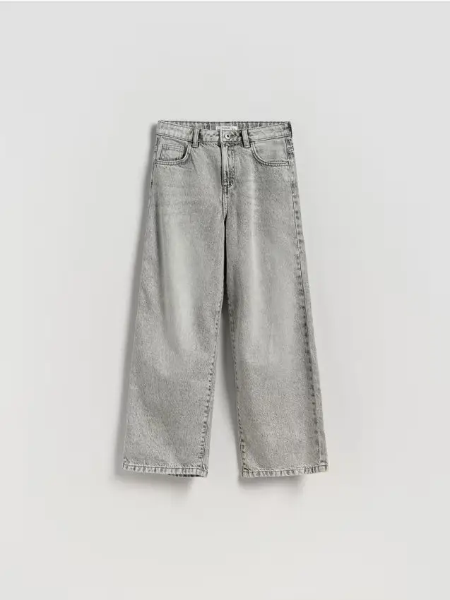 Jeans a gamba larga con effetto consumato - grigio chiaro