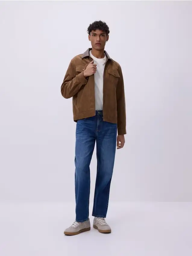 Jeans a taglio diritto straight effetto slavato - blu