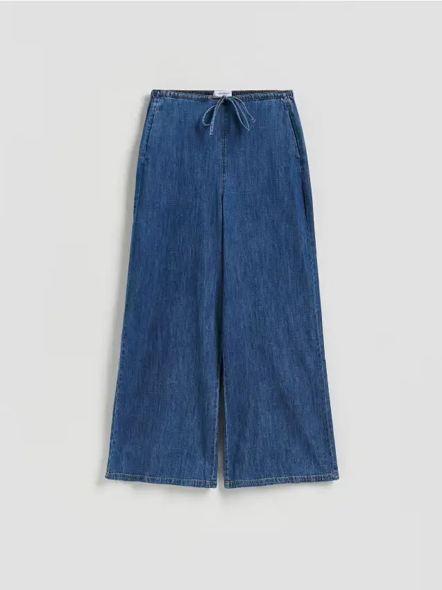 Jeans ampi con laccio - blu