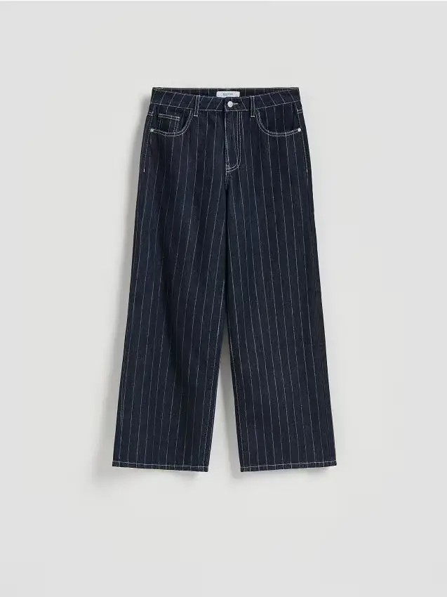 Jeans baggy a righe - blu scuro