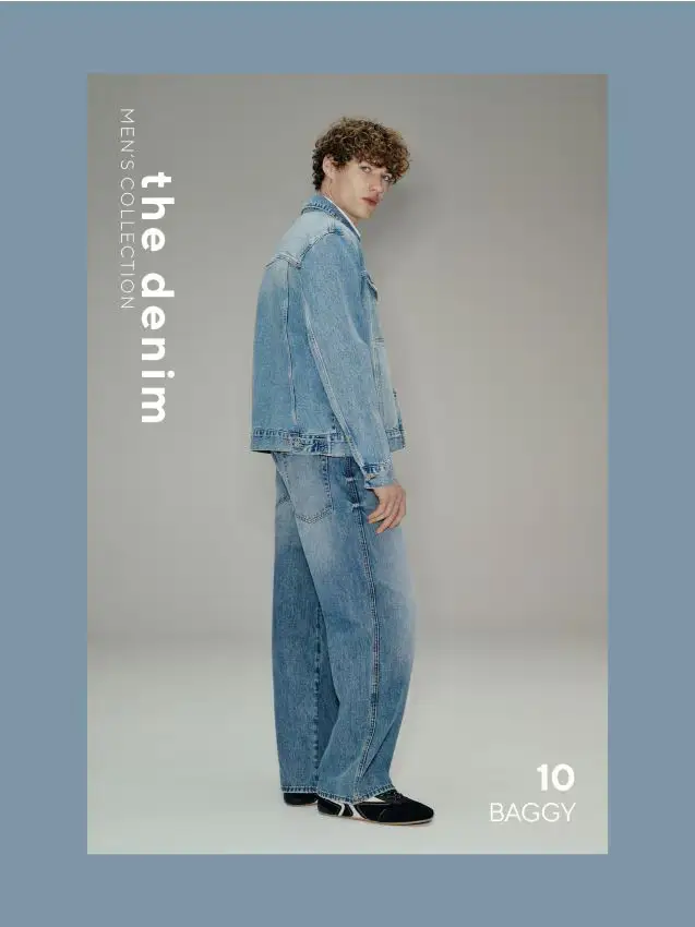 Jeans baggy con effetto slavato - blu