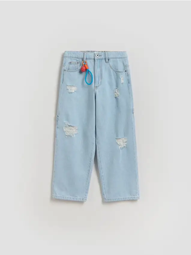 Jeans baggy con portachiavi - blu