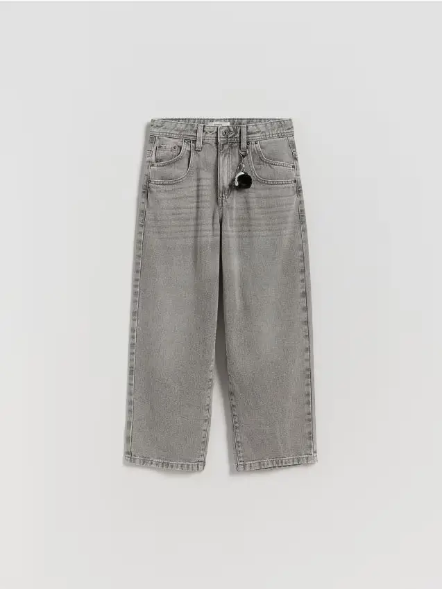 Jeans baggy con portachiavi - grigio chiaro