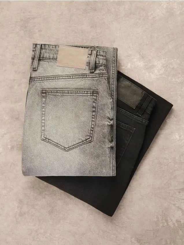 Jeans bootcut effetto lavato - nero