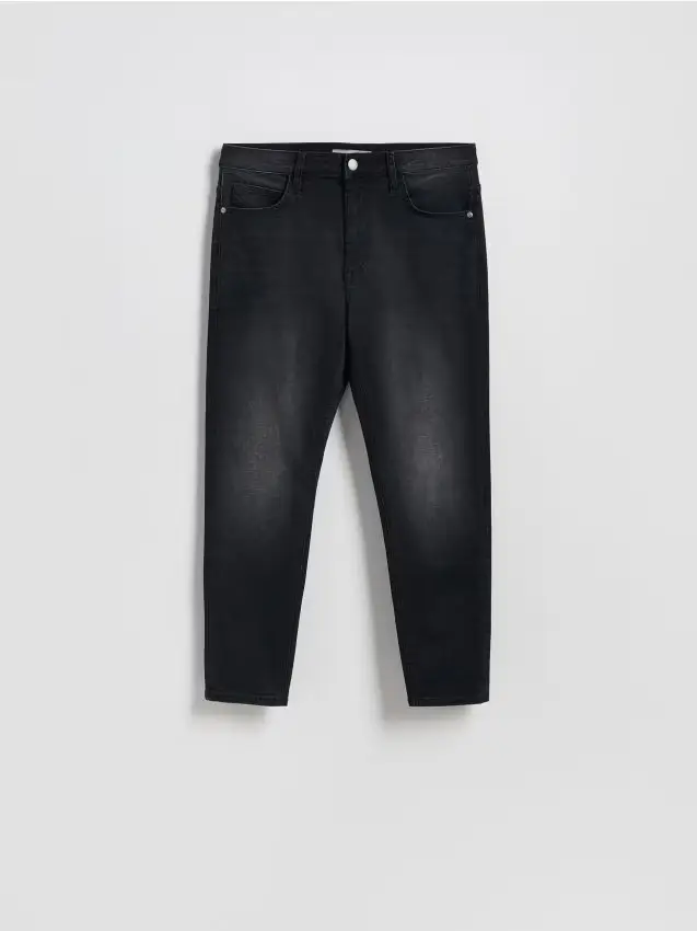 Jeans carrot slim effetto slavato - nero