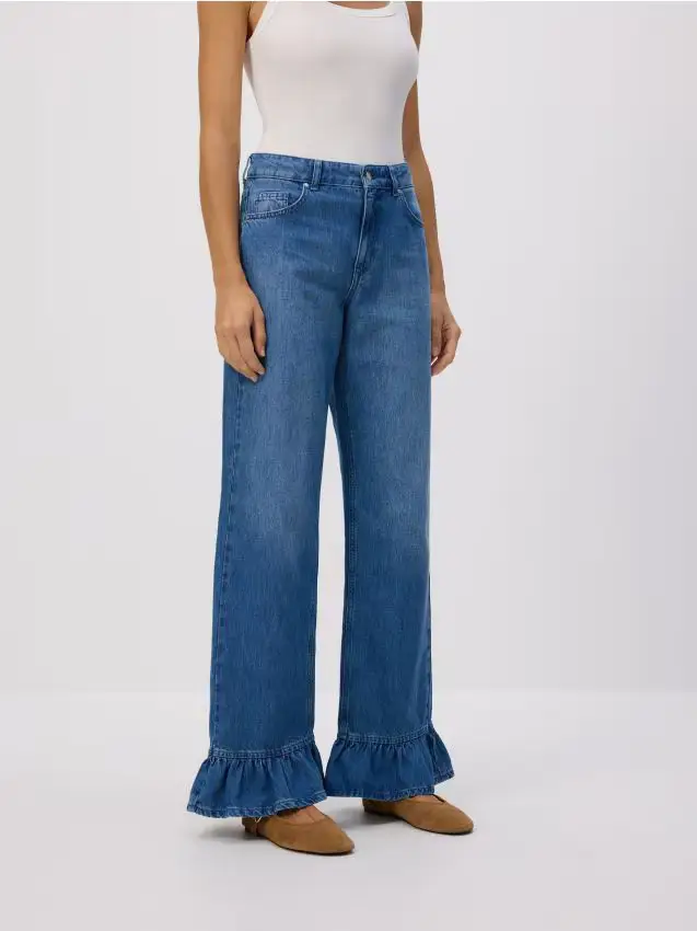 Jeans con balze - blu