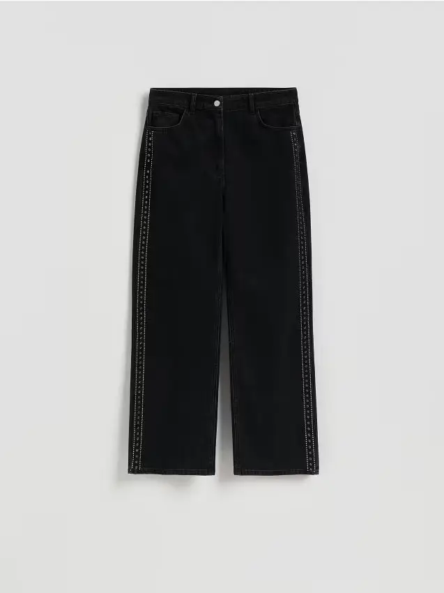 Jeans con banda laterale - nero