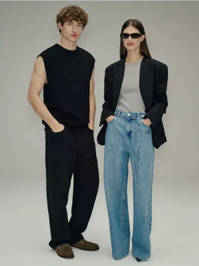 Jeans con cintura - blu