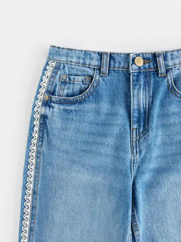 Jeans dritti con bande laterali - blu