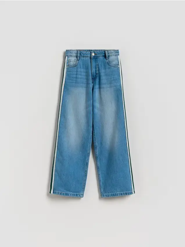 Jeans dritti con bande laterali - blu