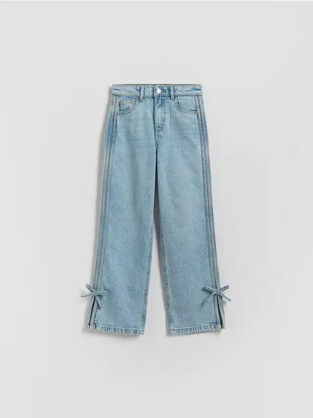 Jeans dritti con fiocchi - blu