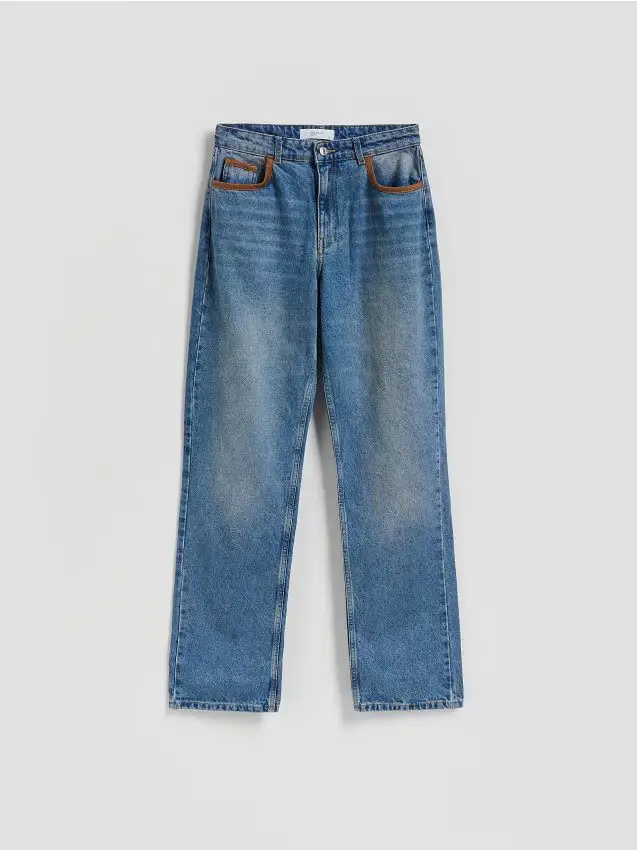Jeans dritti straight vita alta - blu