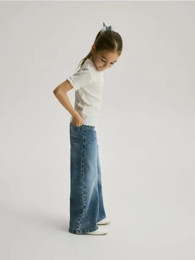 Jeans elasticizzati wide leg - blu