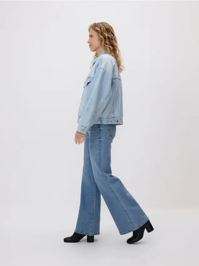 Jeans flare a vita alta - blu