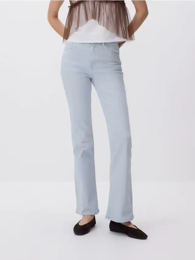 Jeans flare a vita alta - blu