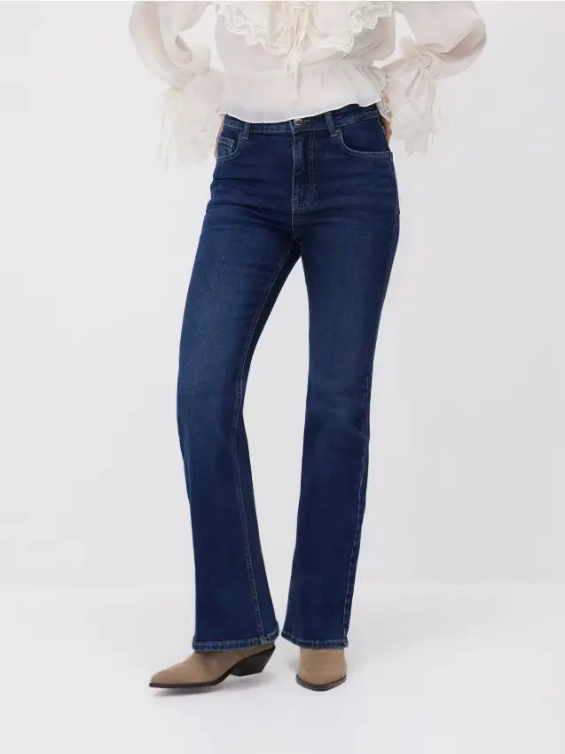 Jeans flare a vita alta - blu scuro