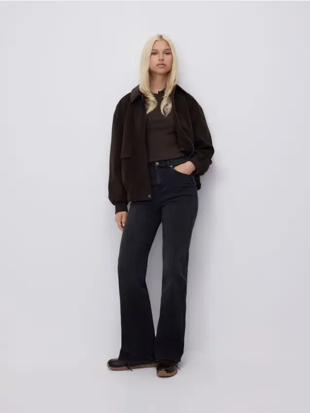 Jeans flare a vita alta - nero