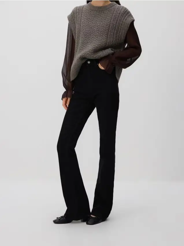 Jeans flare a vita alta - nero