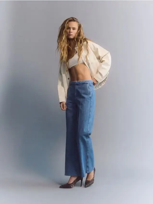 Jeans flare con piega - blu