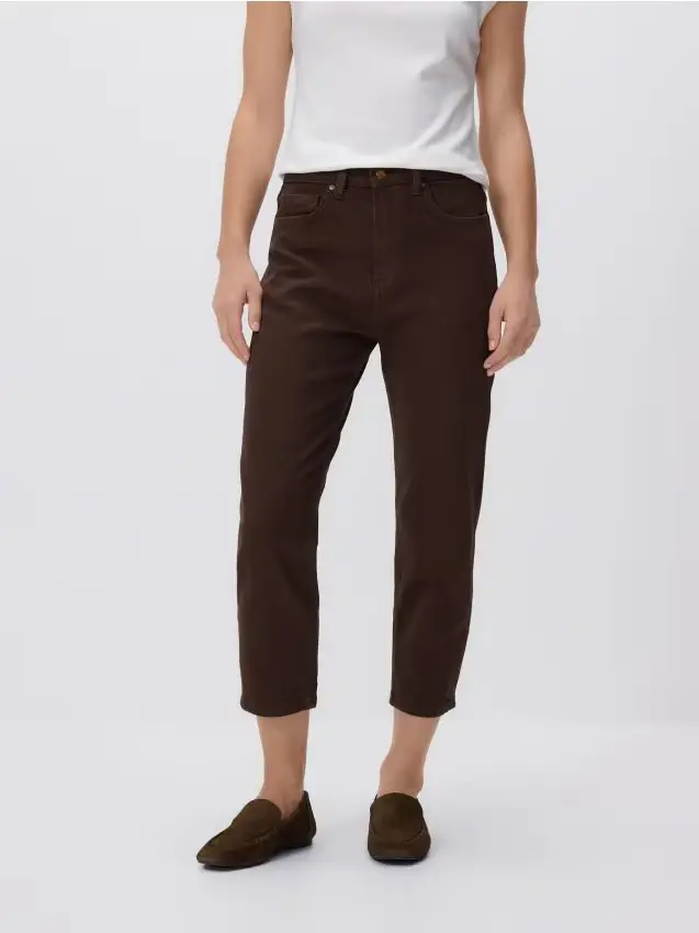 Jeans mom fit con gamba corta - dark grey jeans