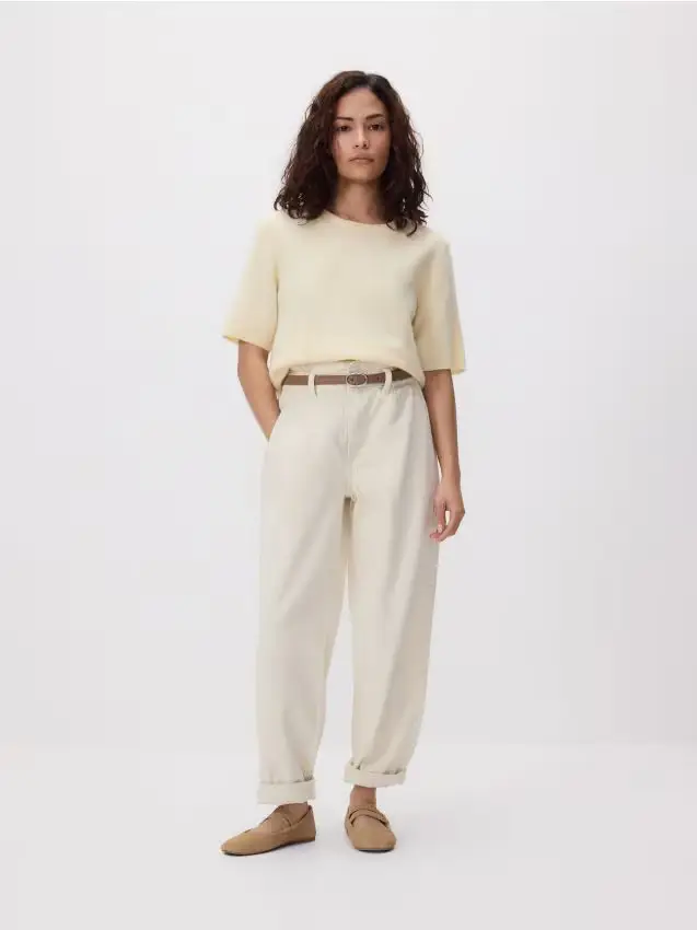 Jeans paperbag - beige