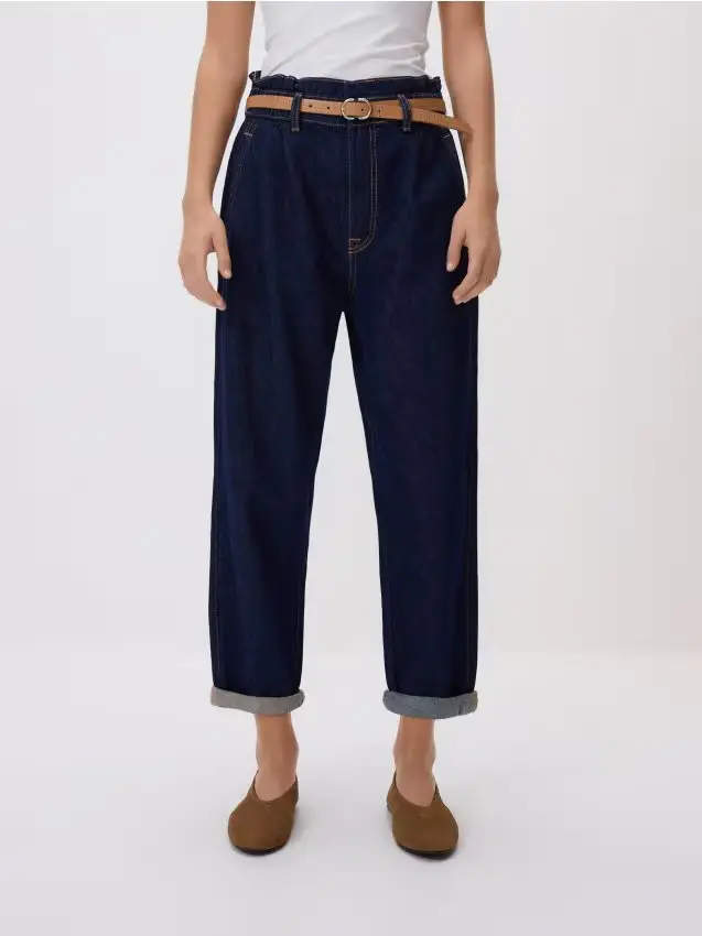 Jeans paperbag - blu scuro