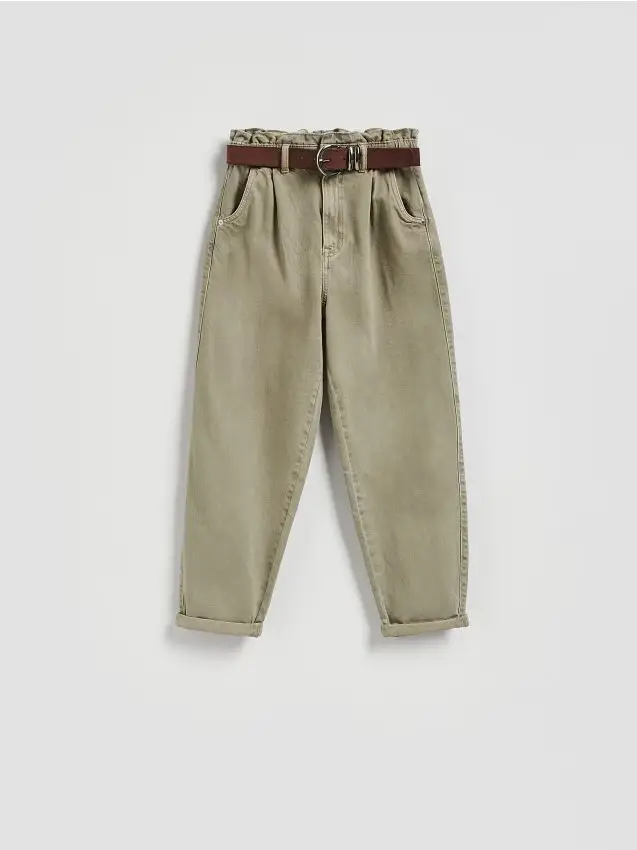 Jeans paperbag con cintura - verde