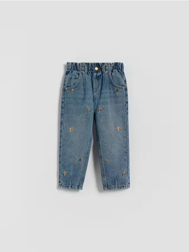 Jeans paperbag ricamati - blu