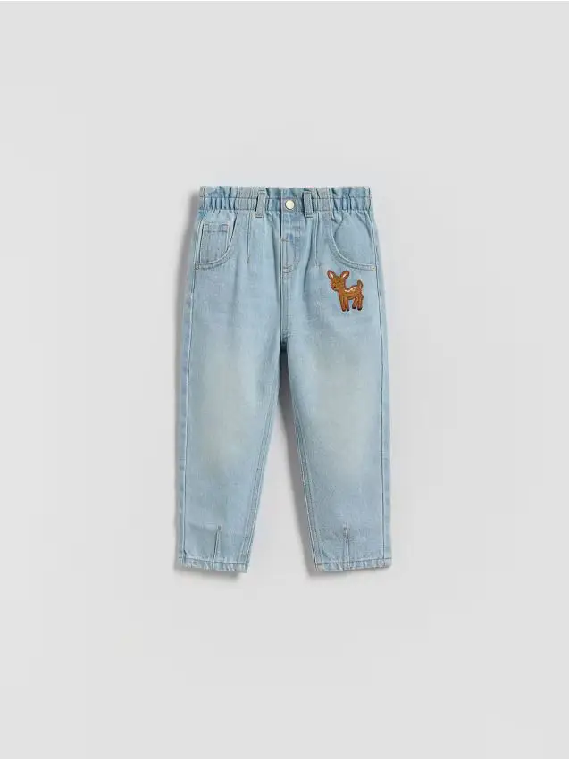 Jeans paperbag ricamati - blu