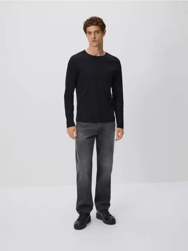 Jeans relaxed straight - grigio