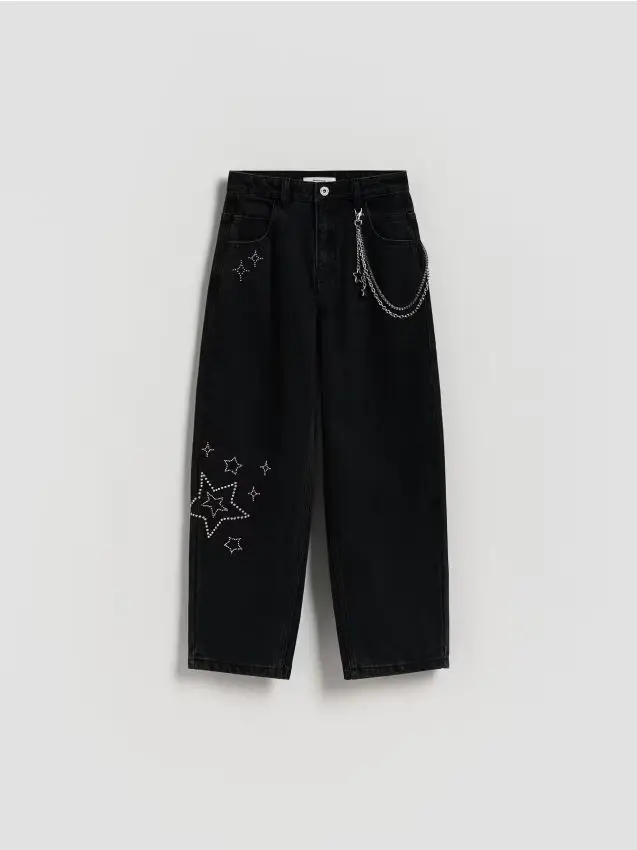 Jeans skater con catena - nero