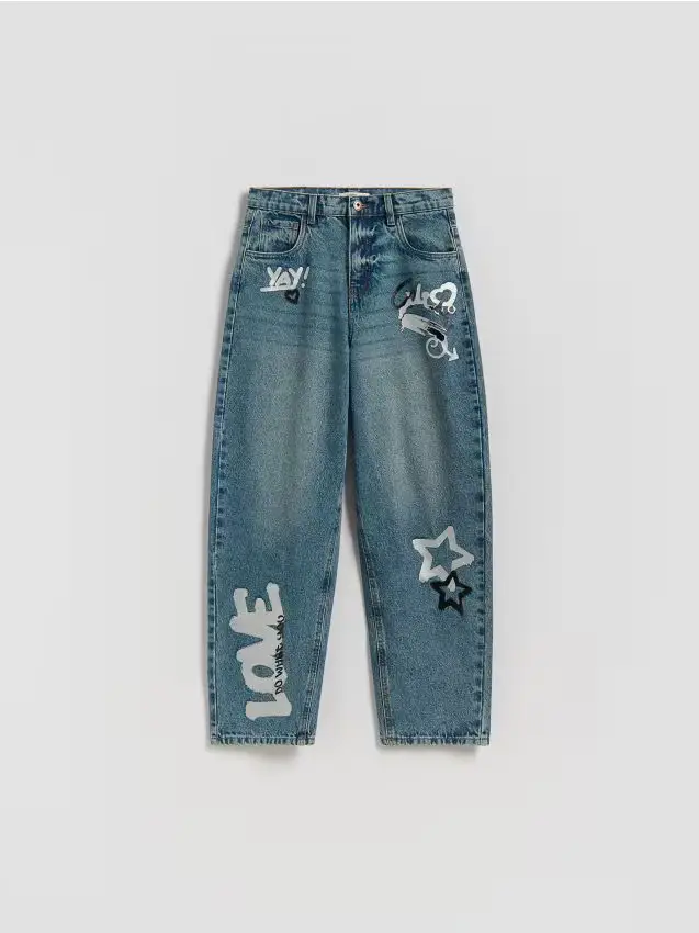 Jeans skater con graffiti - blu scuro