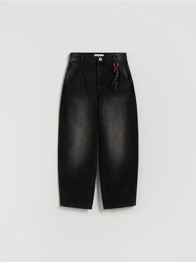 Jeans skater con portachiavi - nero