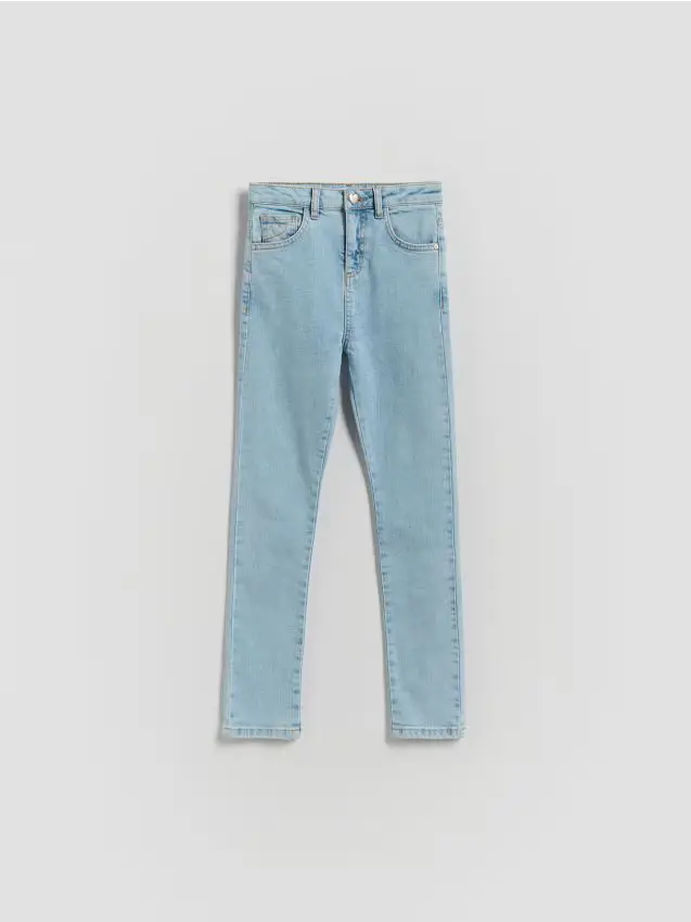 Jeans skinny fit con bottone a forma di cuore - blu