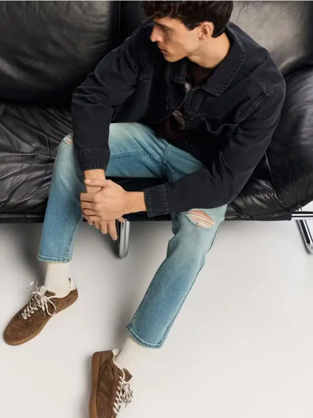 Jeans slim carrot fit strappati - indigo jeans