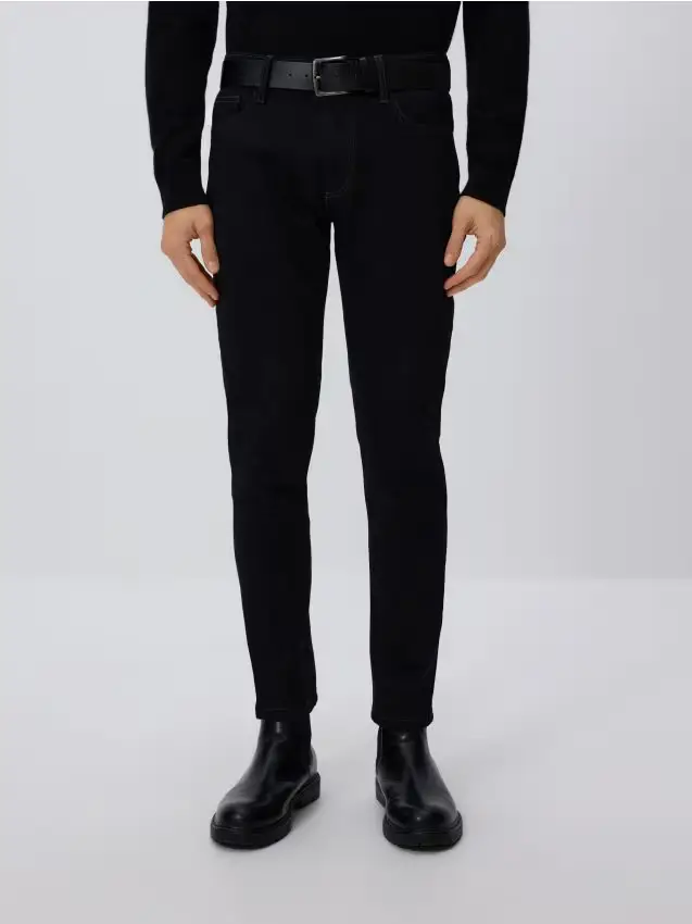 Jeans slim con cintura - nero