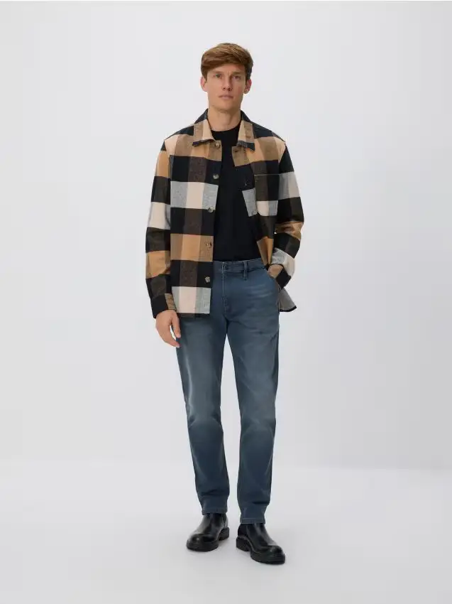 Jeans slim con effetto slavato - blu scuro