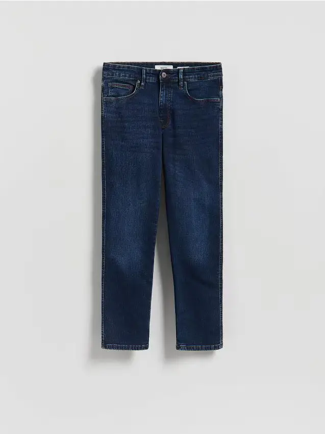 Jeans slim con effetto slavato - blu scuro