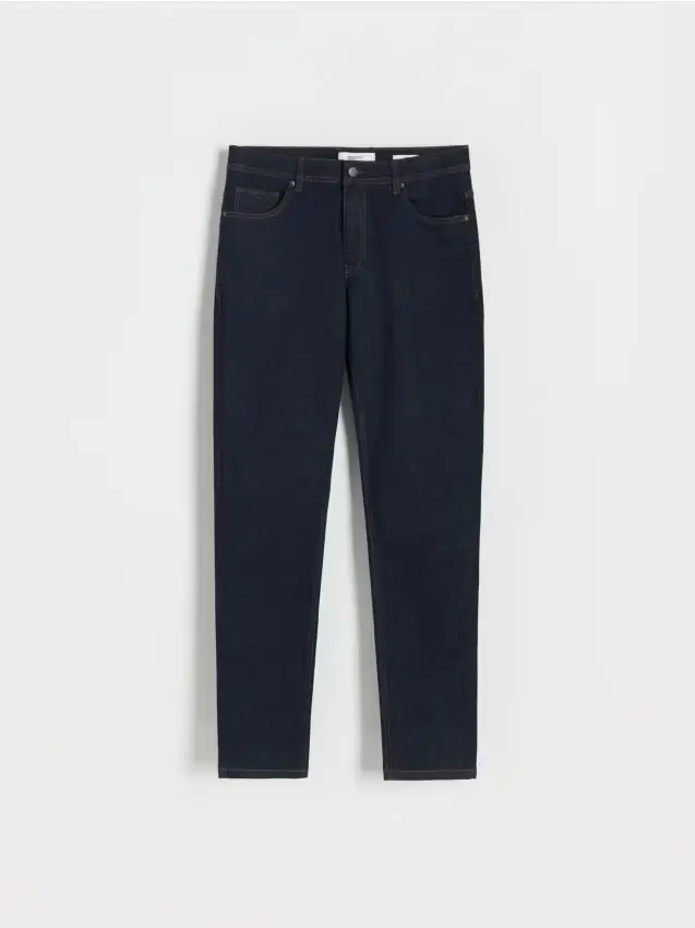 Jeans slim con effetto slavato - blu scuro